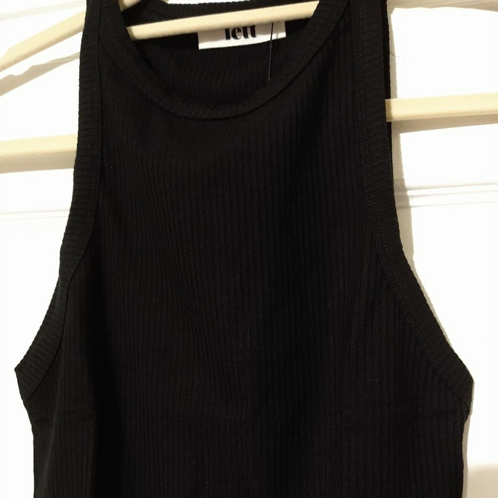 Lett Ventura Tank Top, X-Small (XS) Fitted Black Ribbed Stretch Slim Fit Womens