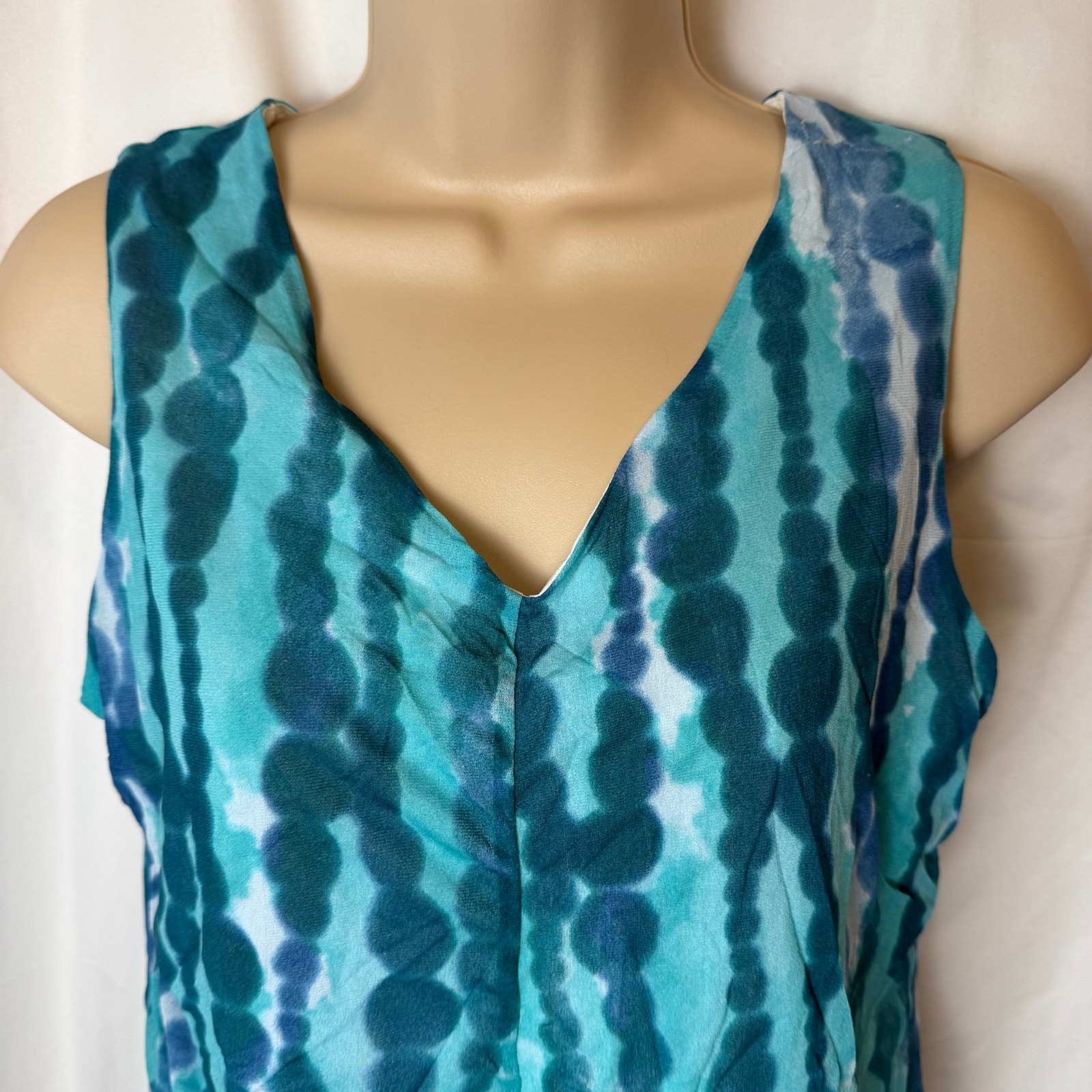 Pendleton Silk Blend Abstract Watercolor Tank Top Blue Teal Size L Artsy FLAW