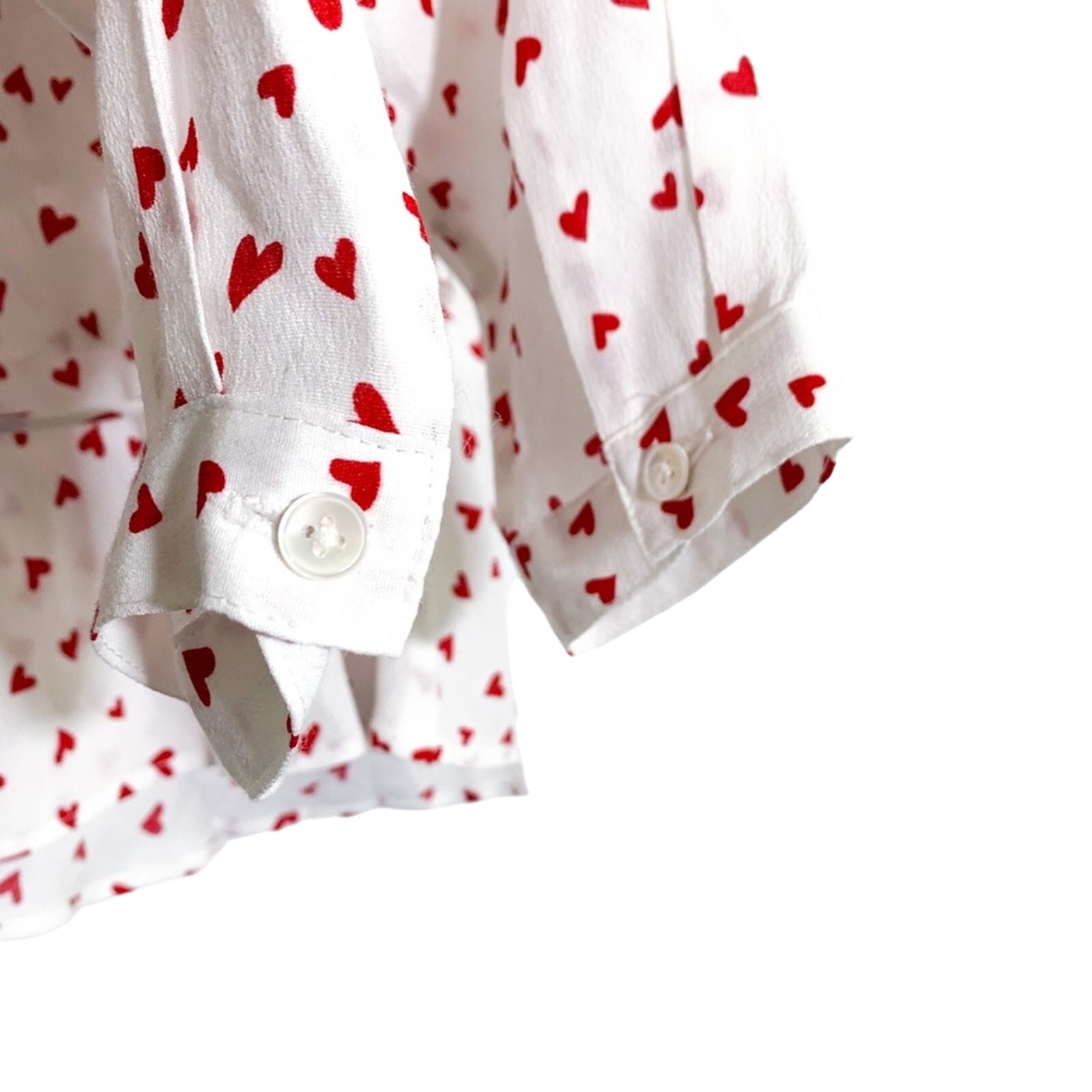 Rails Simone Heart Print Wrap Crop Ruffle Peplum Blouse Top White Red Small