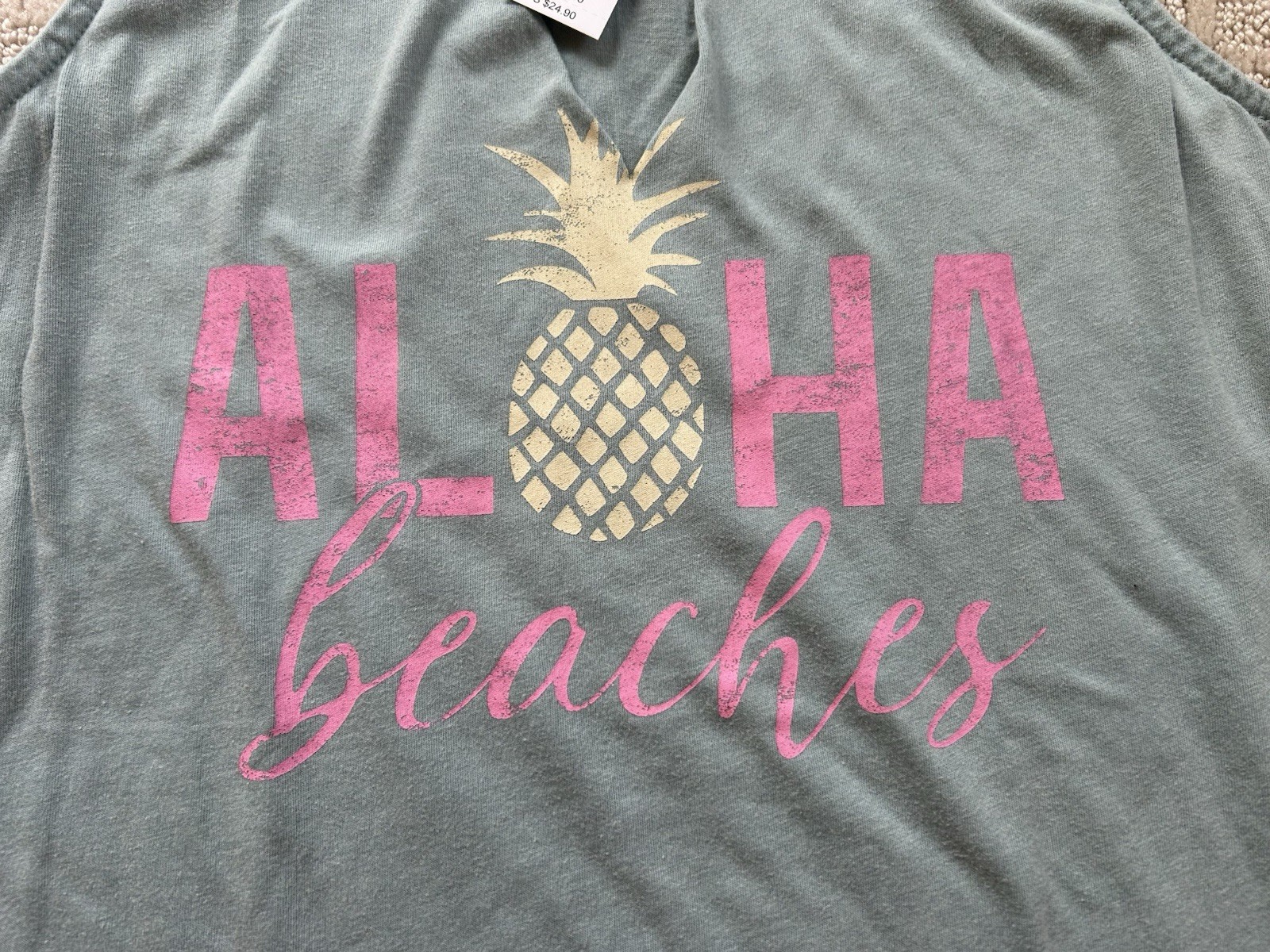 NWT Maurice’s Tank Top Aloha Beaches Green Shirt NEW Size Small