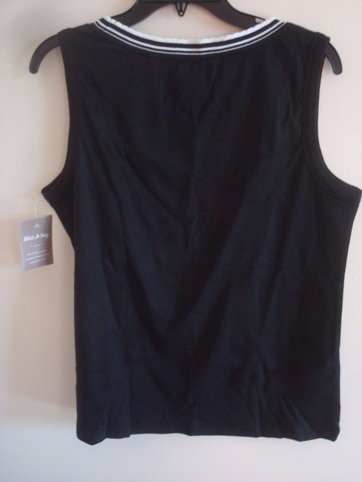 Ladies Tank Top Knit Size Medium (8-10) Scallop Neck Black Cotton
