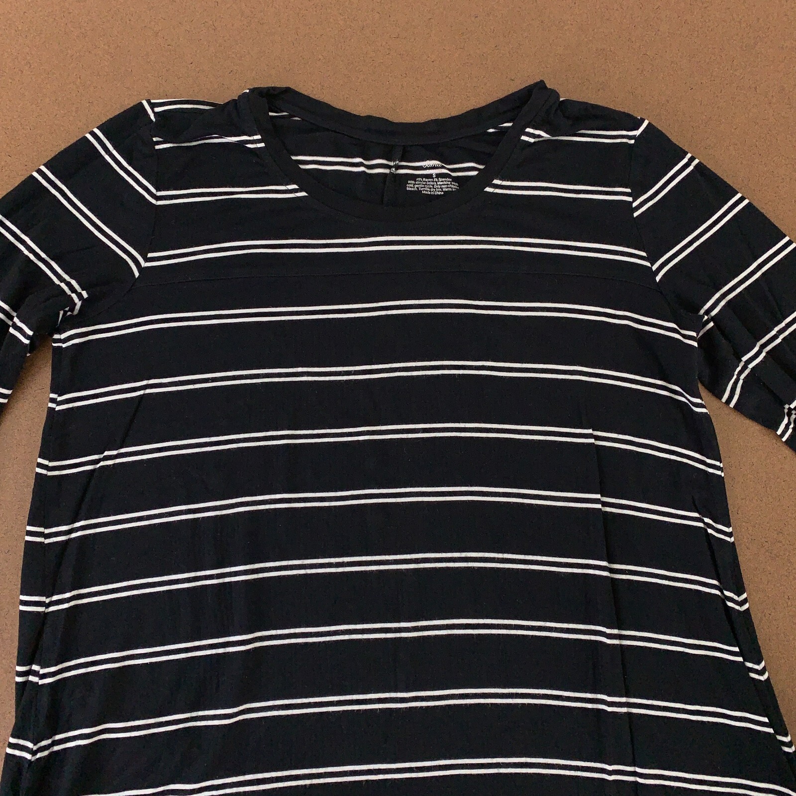 Soma Women’s Size Small Black White Striped Long Sleeve Tunic Tee