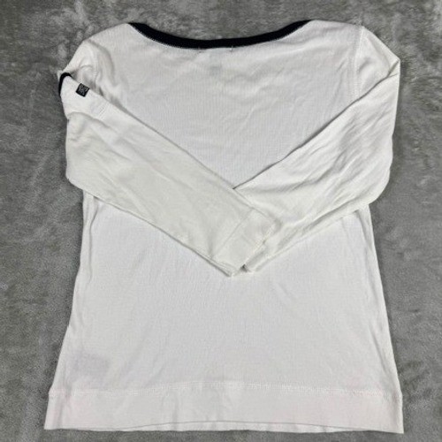 Lauren Jeans Co Ralph Lauren Top Womens S White Navy Boat Neck Button Nautical