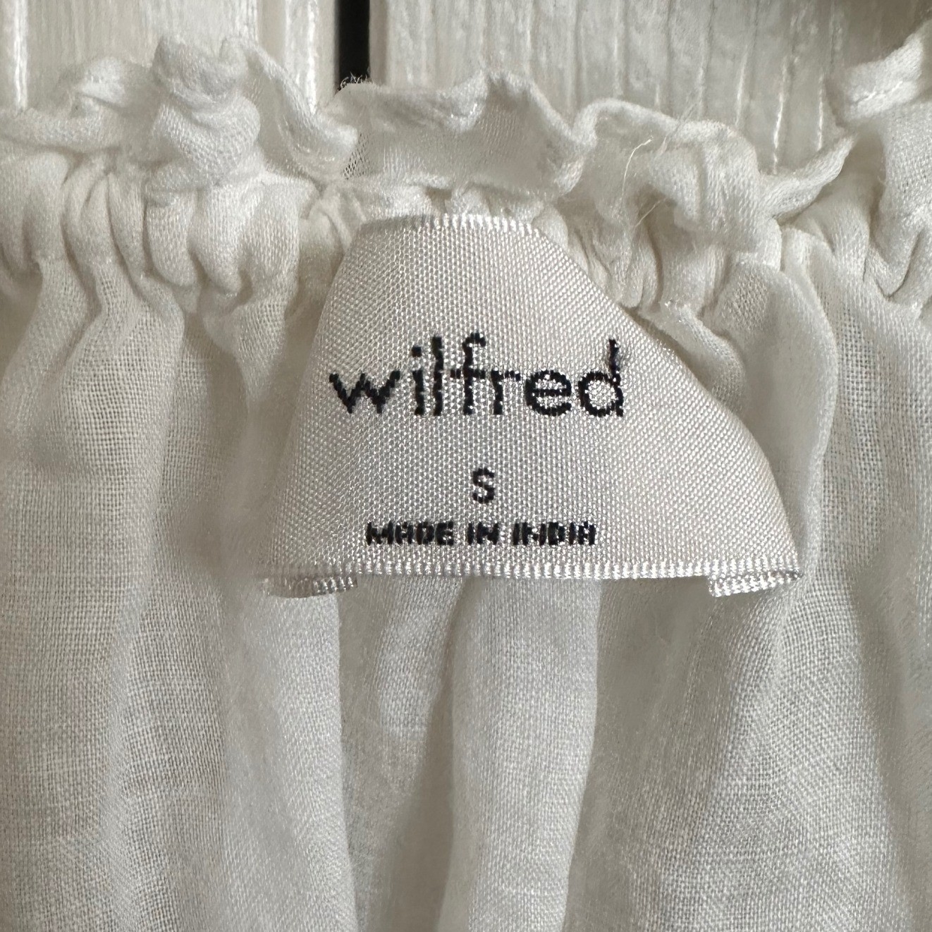 Wilfred White Lightweight Ruffle Neck Tie Front Blouse Top Small Coastal Cowgirl
