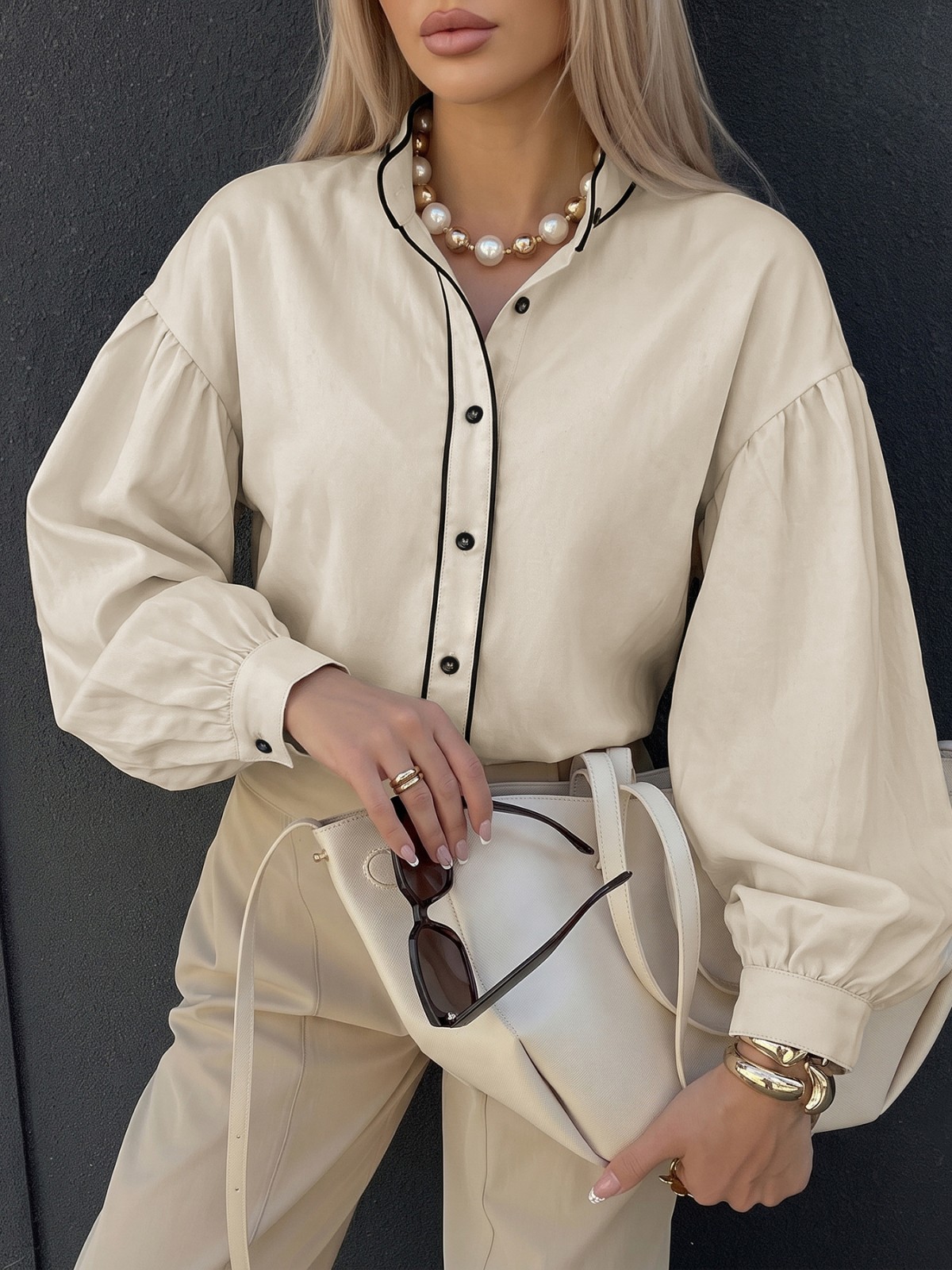 Women’s Contrast Trim Long Sleeve Shirt