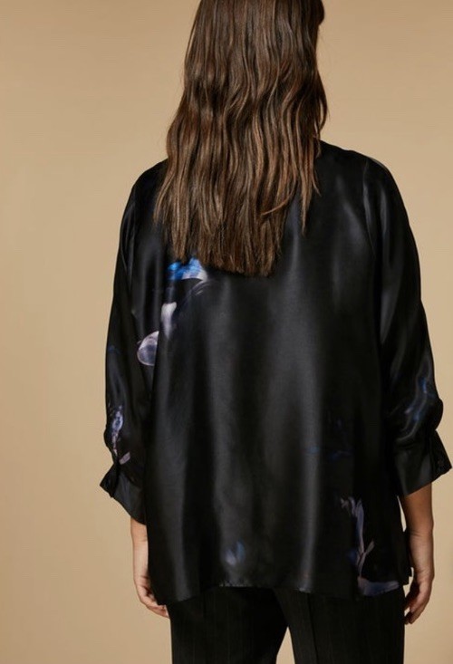 Marina Rinaldi Begonia Anthracite/lime Silk Satin Shirt Plus Size 18 MSRP $1155