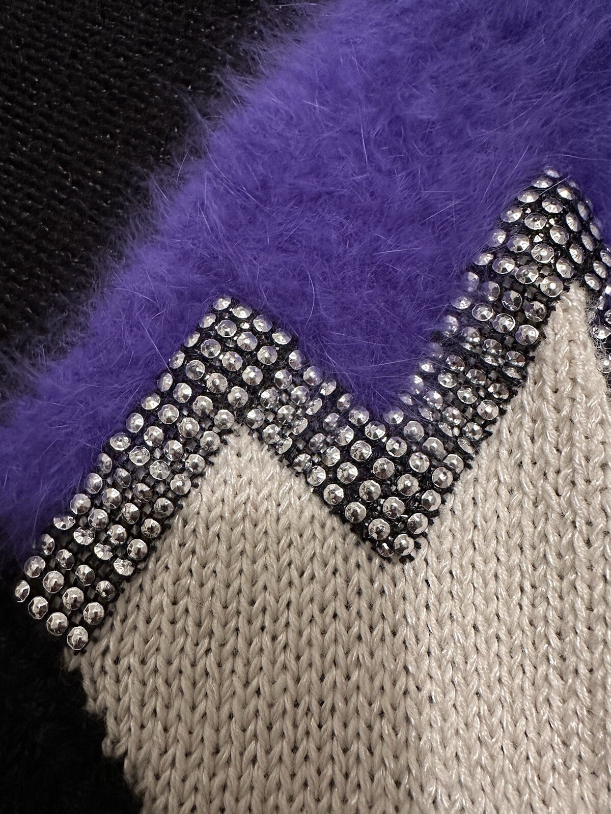 SPIRIT Wool Acrylic & Angora Sparkling Holiday Party Sweater Medium Purple Black