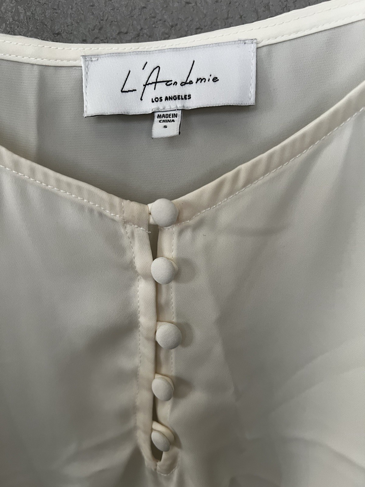 L’Academie Los Angeles Womens Top S White Button Pullover Tank Cami Adj Strap.