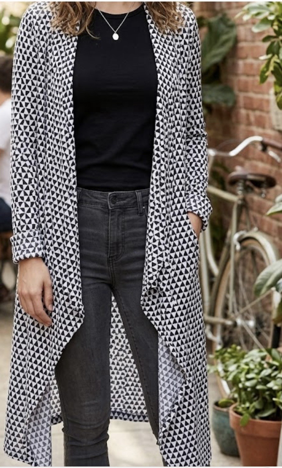 Melissa McCarthy Seven7 Women’s Kimono Cardigan Duster Black White Size 1X, NWT