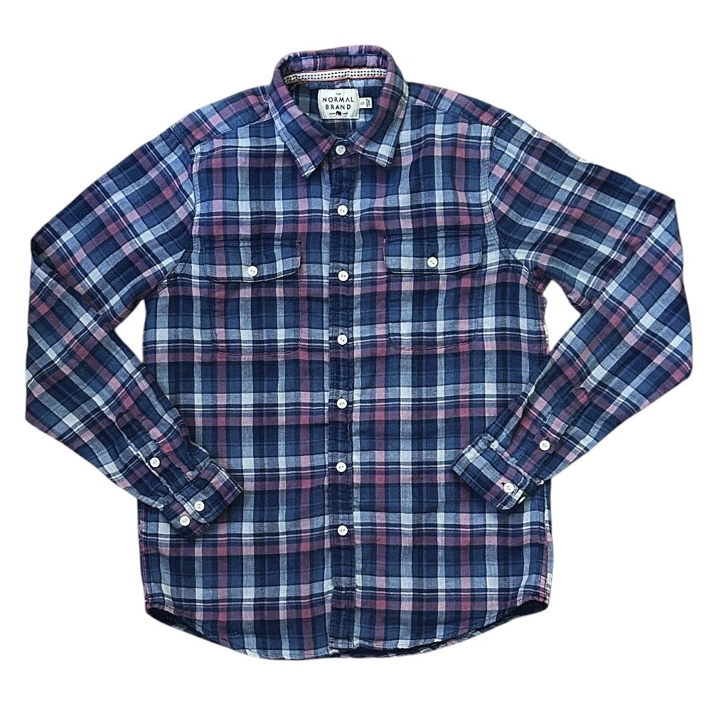 The Normal Brand Blue & Pink Plaid Flannel Button Up Cotton Shirt Women’s Small