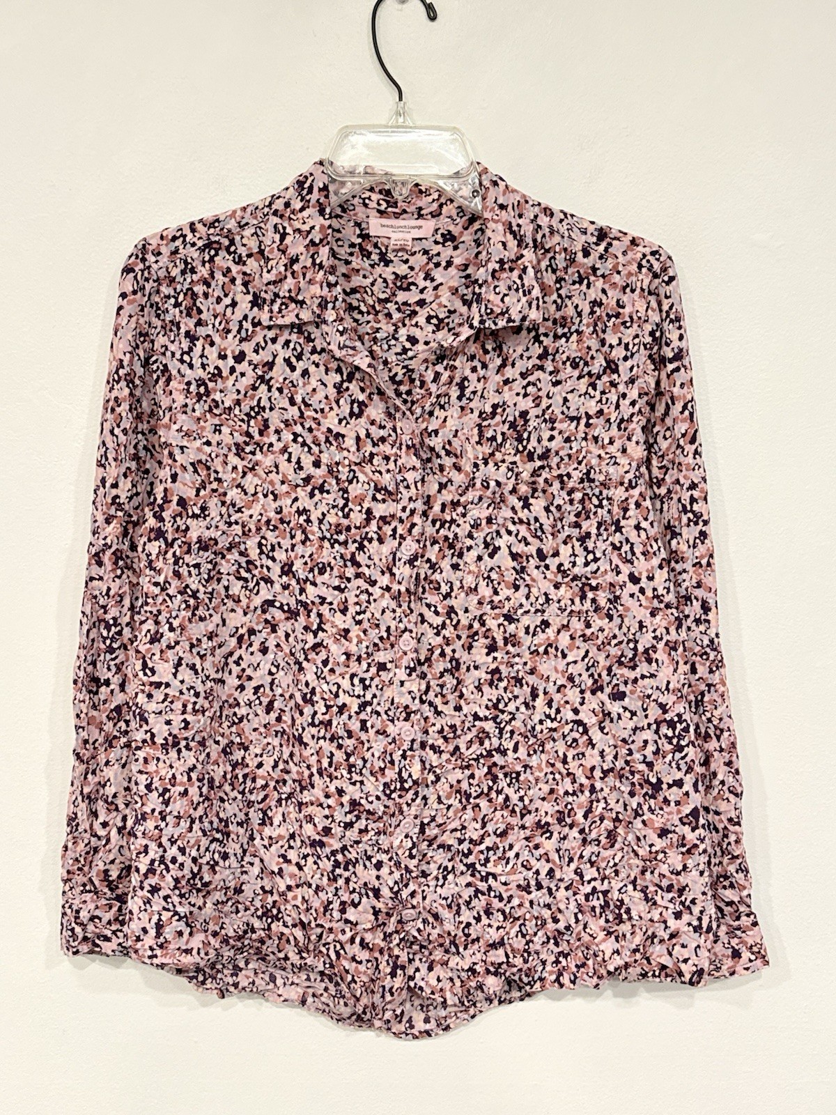 beachlunchlounge Women’s Shirt Size XL Pink Speckle Woven Viscose Button Up Top