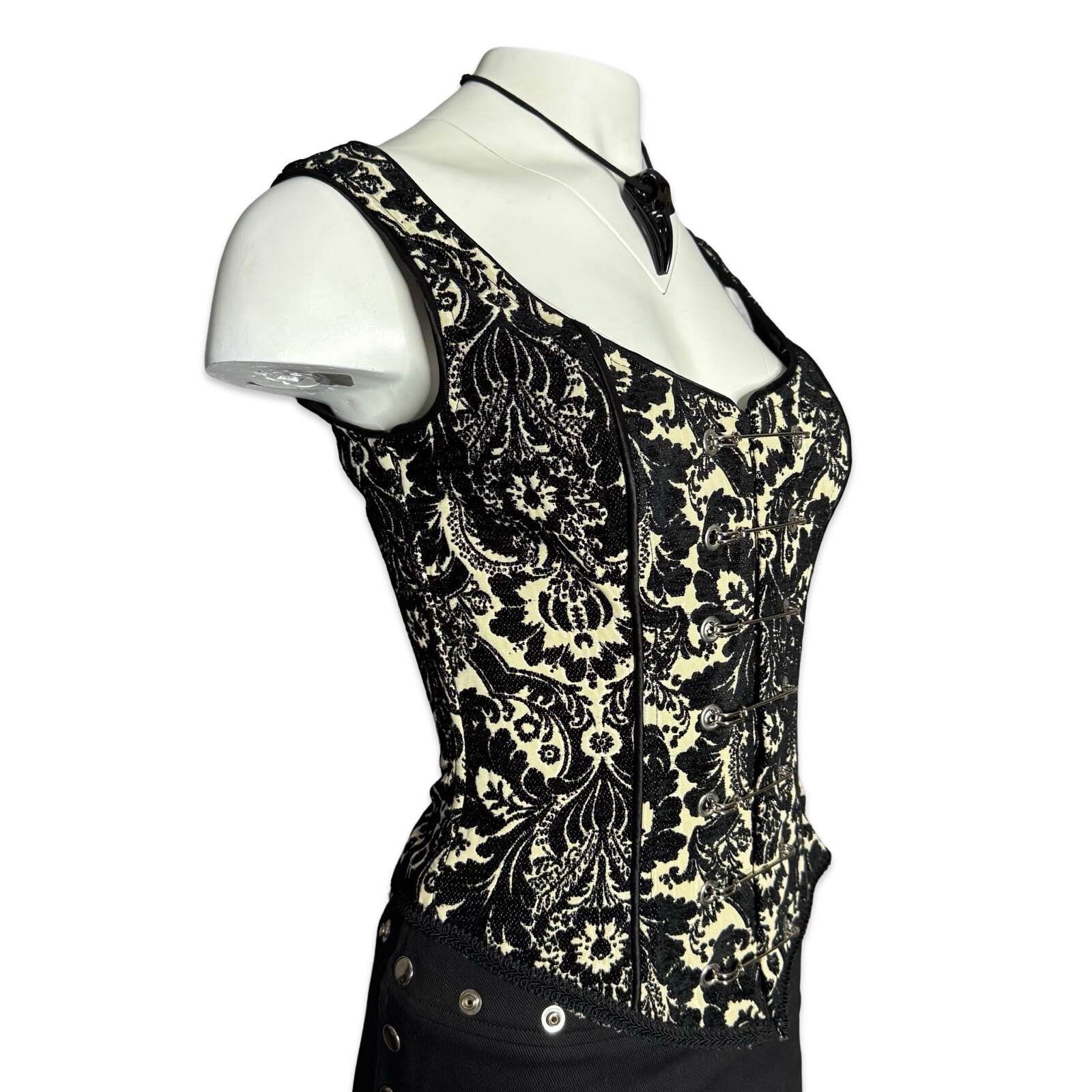 SHRINE Pin Bodice Gothic Wedding Witch Vampire Goth Ball Tapestry Corset Top