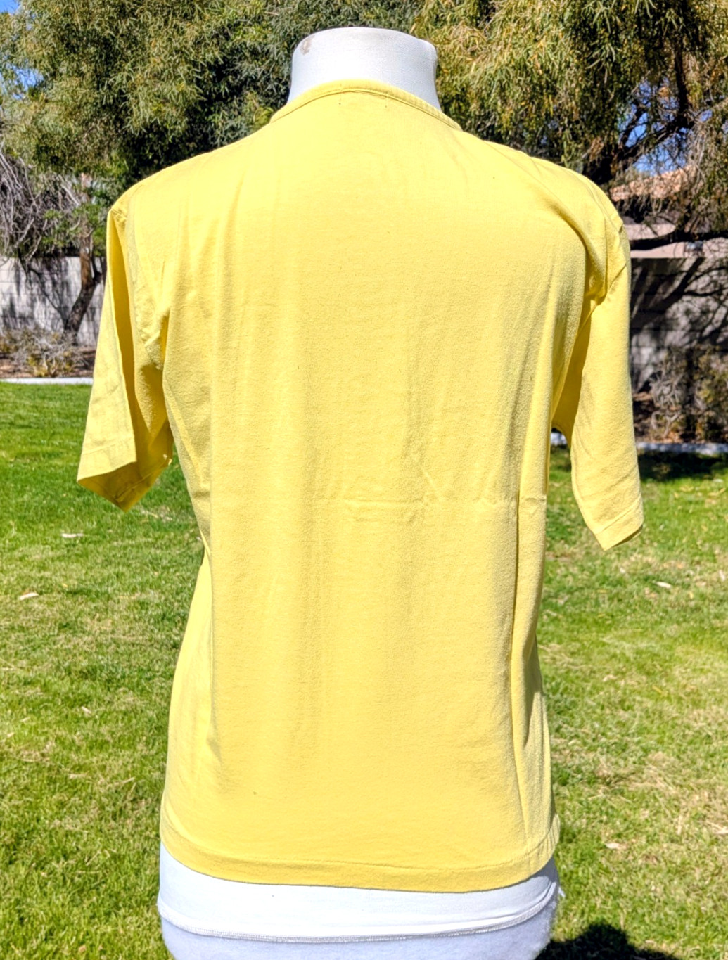 Korean Women’s Small Mustard Henley 10-Button Placket Normcore Shirt Top GUC