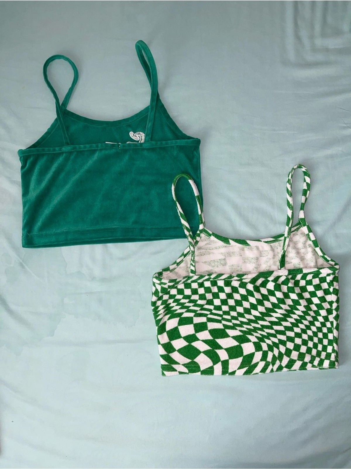 Rue21 Green Checkerboard & Teal Cami Crop Tops-Size S