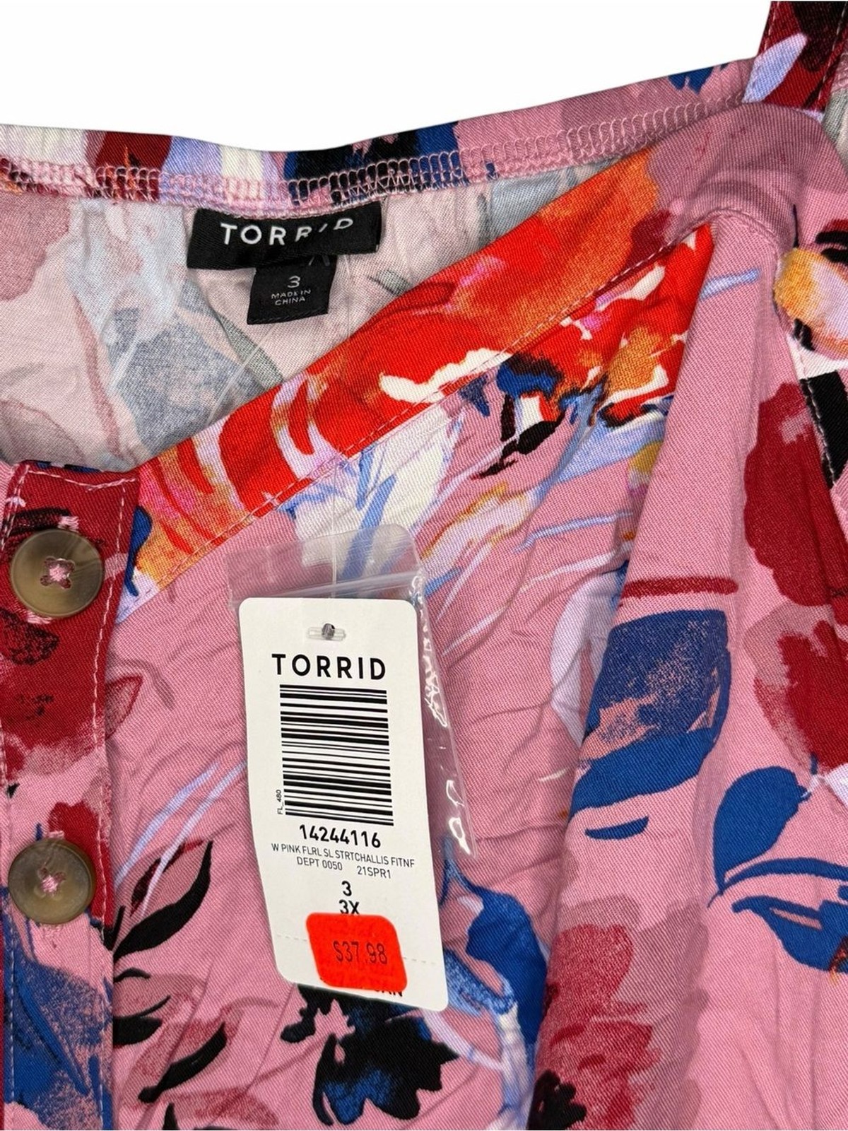 torrid Pink Floral Button-Front Cami size 3X