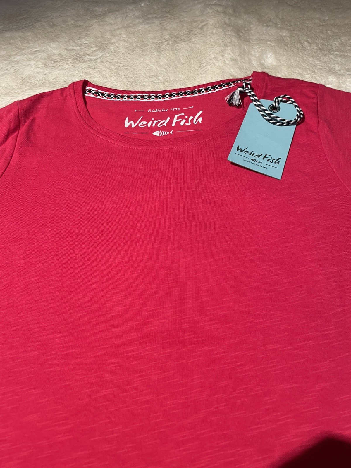 Weird fish hot pink t-shirt,new with tags, size 10, Summer Contrast Trim RRP £22