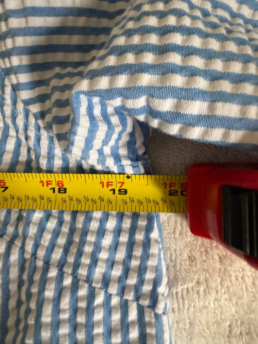 Joan Rivers Womens Seersucker Shirt Blue White Stripe Button Down SP