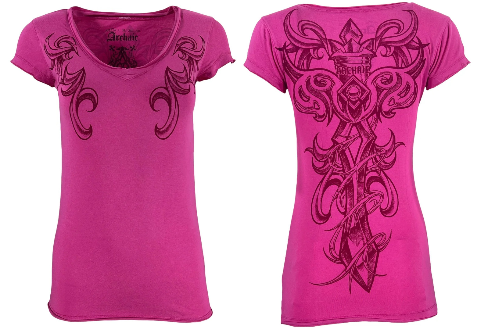 Archaic by Affliction Women’s T-shirt Killer Widow Biker Tattoo