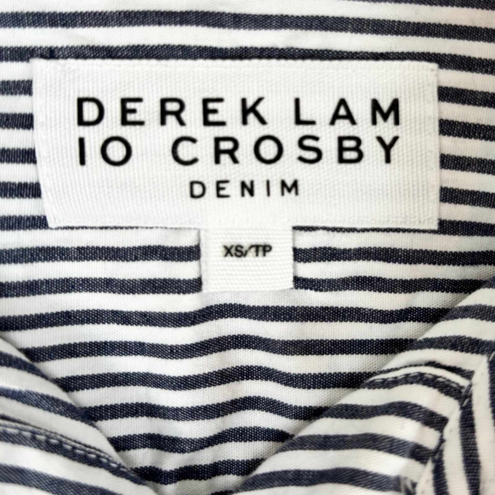 Derek Lam 10 Crosby Denim Navy White Striped Cotton Button Down Shirt XS