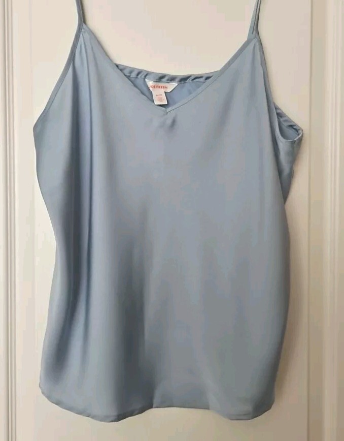NWT Women’s Joe Fresh Satin Pale Blue Tank/Cami XL Adjustable Straps