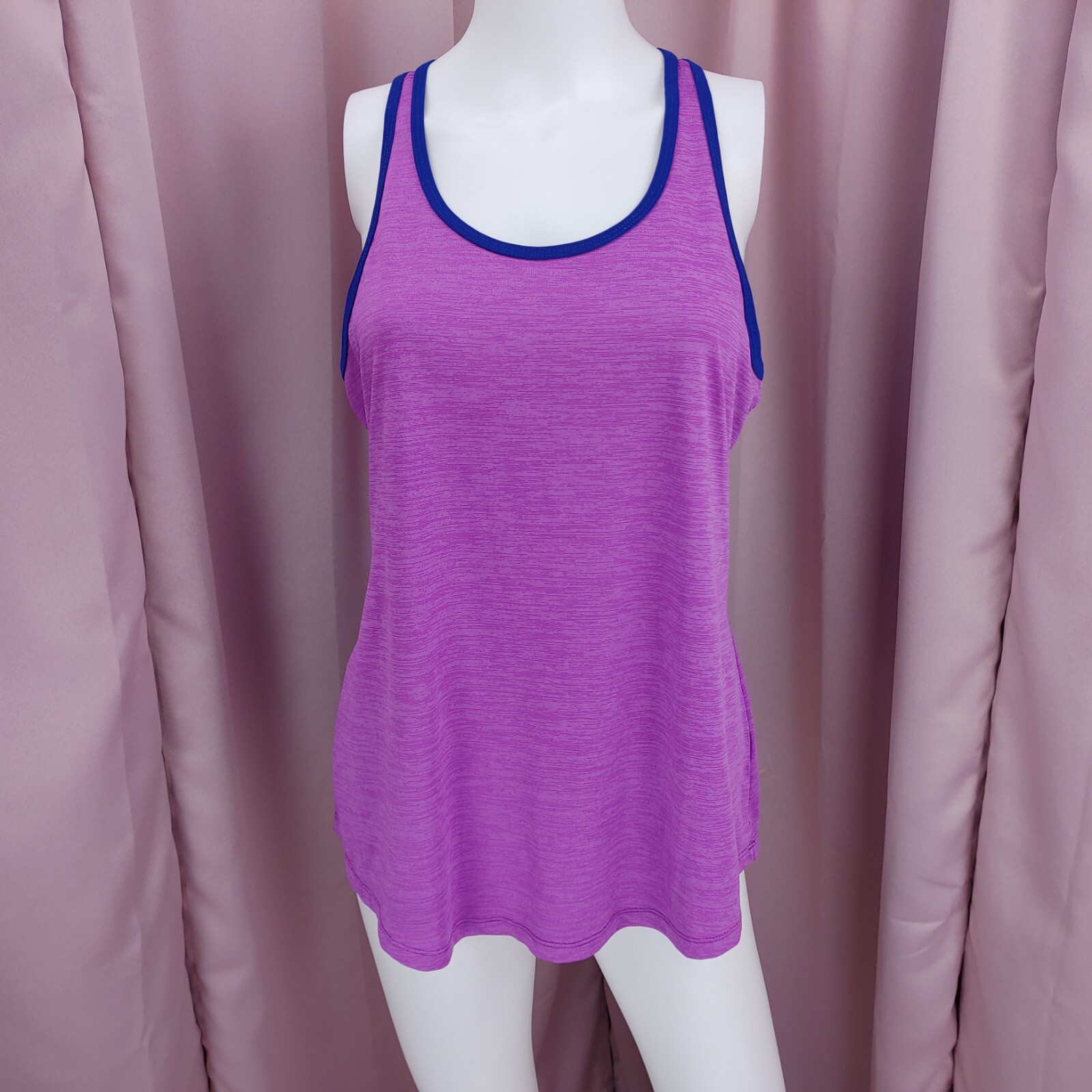 Layer 8 Women’s Purple Scoop Neck Racerback Athletic Qwick-Dry Tank Top Large