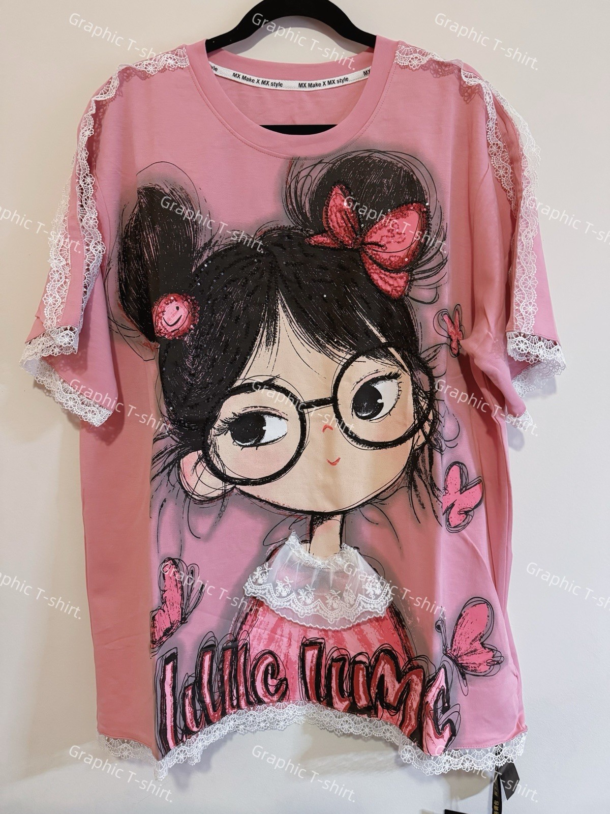 New arrive Summer Kawaii Y2k Japanese Sanrio Sequins Cotton with lace inserts