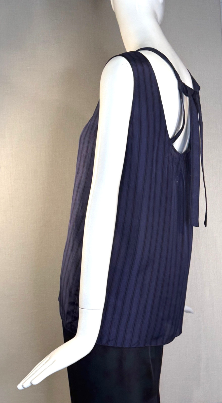 2010 Marni BLUE Striped Silk Sleeveless Blouse SIZE IT42 US6 M, Spring Summer