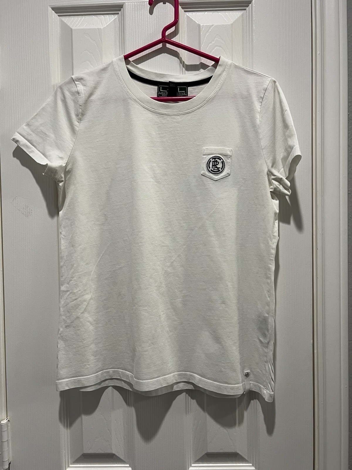 Lauren Ralph Lauren Active White Pocket Logo T-Shirt Size Large