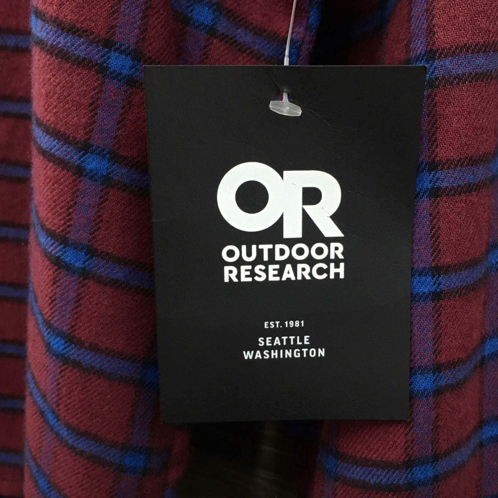 Outdoor Research Womens Feedback Light Flannel Shirt XL Kalamata Plaid Burgundy