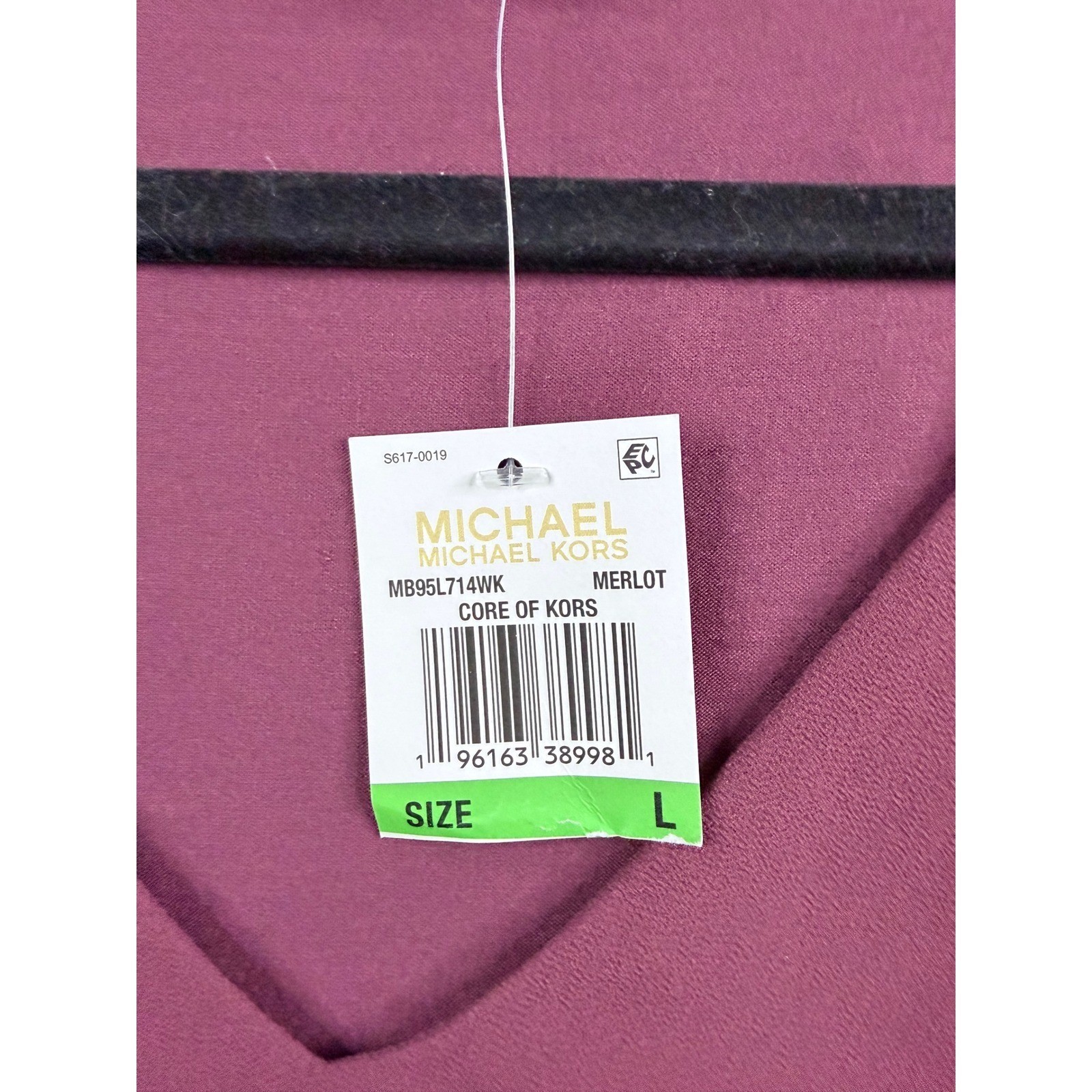 Michael Kors V-Neck Blouse Womens Large Merlot New Layered Hem MB95L714WK