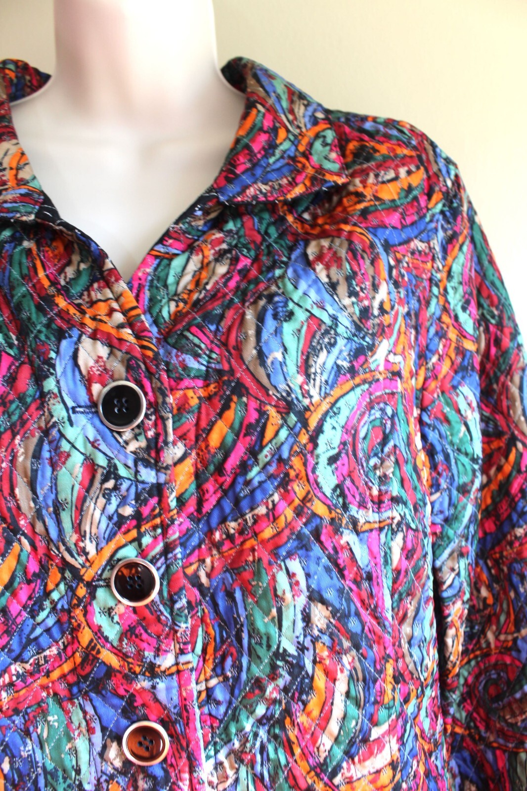 Maximalist Bright L Quilted Jacket Shirt Button Multicolor LS Christopher Banks
