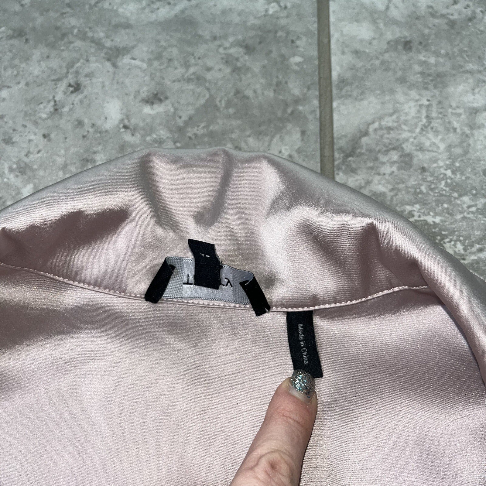 Theory Satin Ruched Long Sleeve Collared Button BD Shirt Blouse Petal Pink P