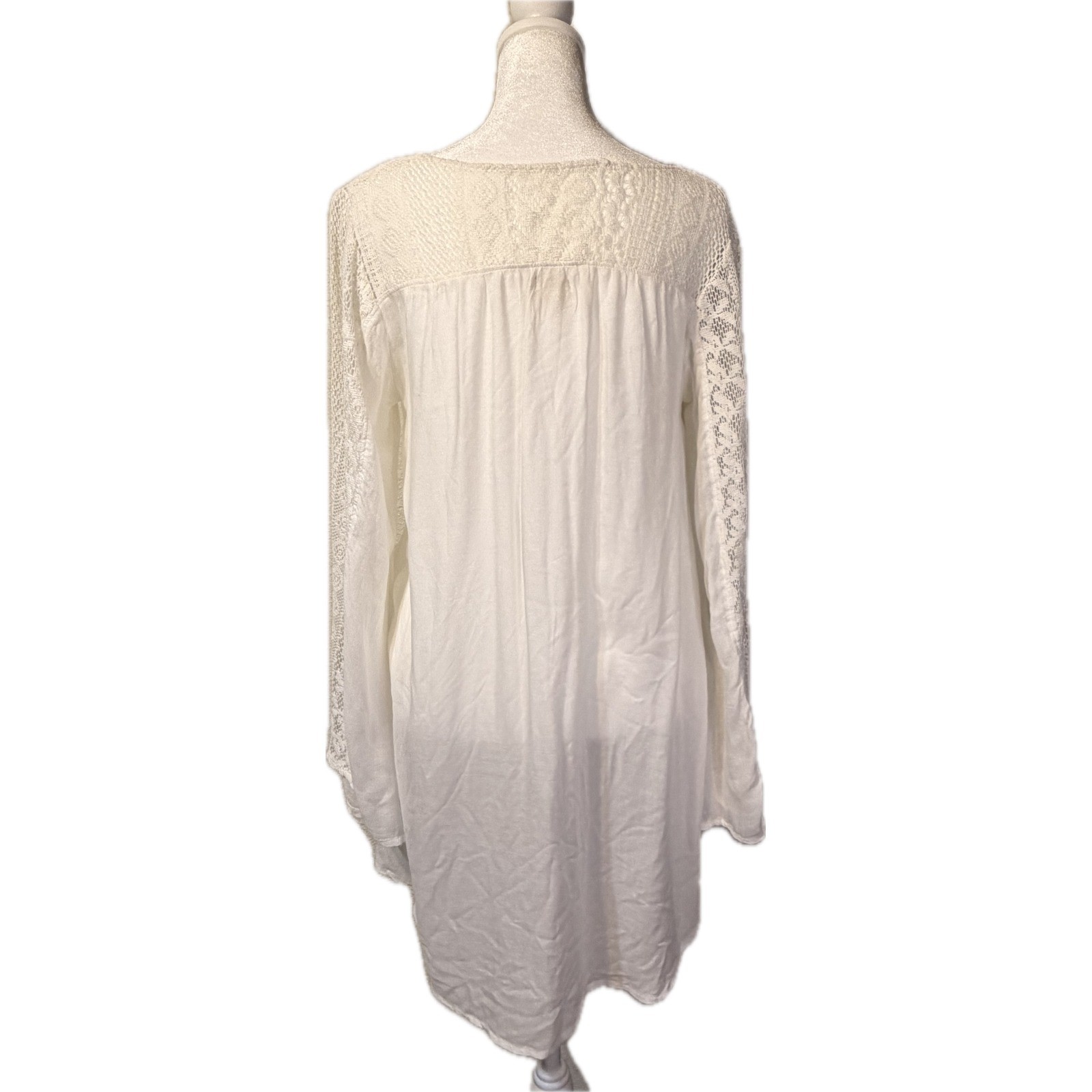 ONeill White Crochet Lace Swim Coverup S Boho Tunic Peasant Surf