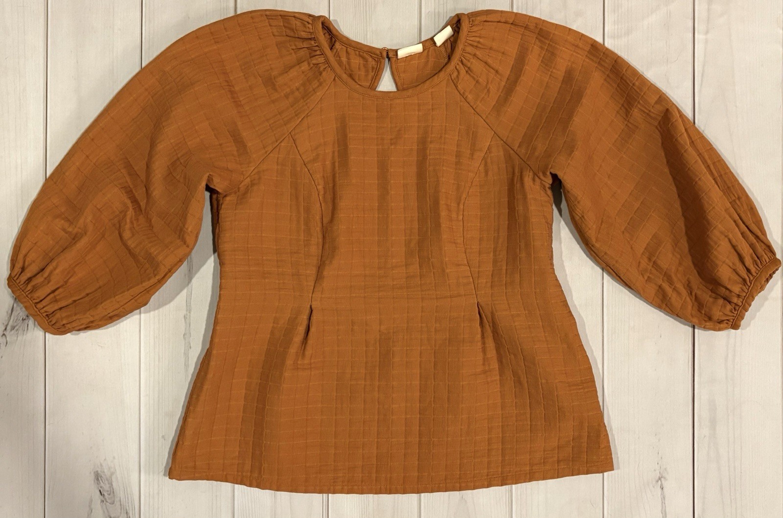 Levi’s Cait Puff Balloon Sleeve Quilted Textured Shirt Blouse Fall Boho Small