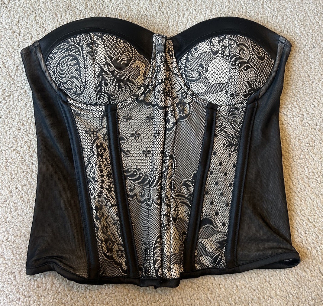 Vintage Y2K Charlotte Russe Strapless Corset Top S NWT Black Lace Goth Glam Sexy