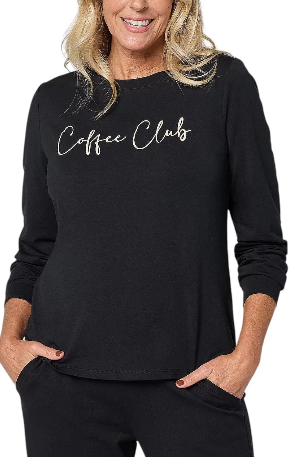 AnyBody Women’s Cozy Knit Message Top Black