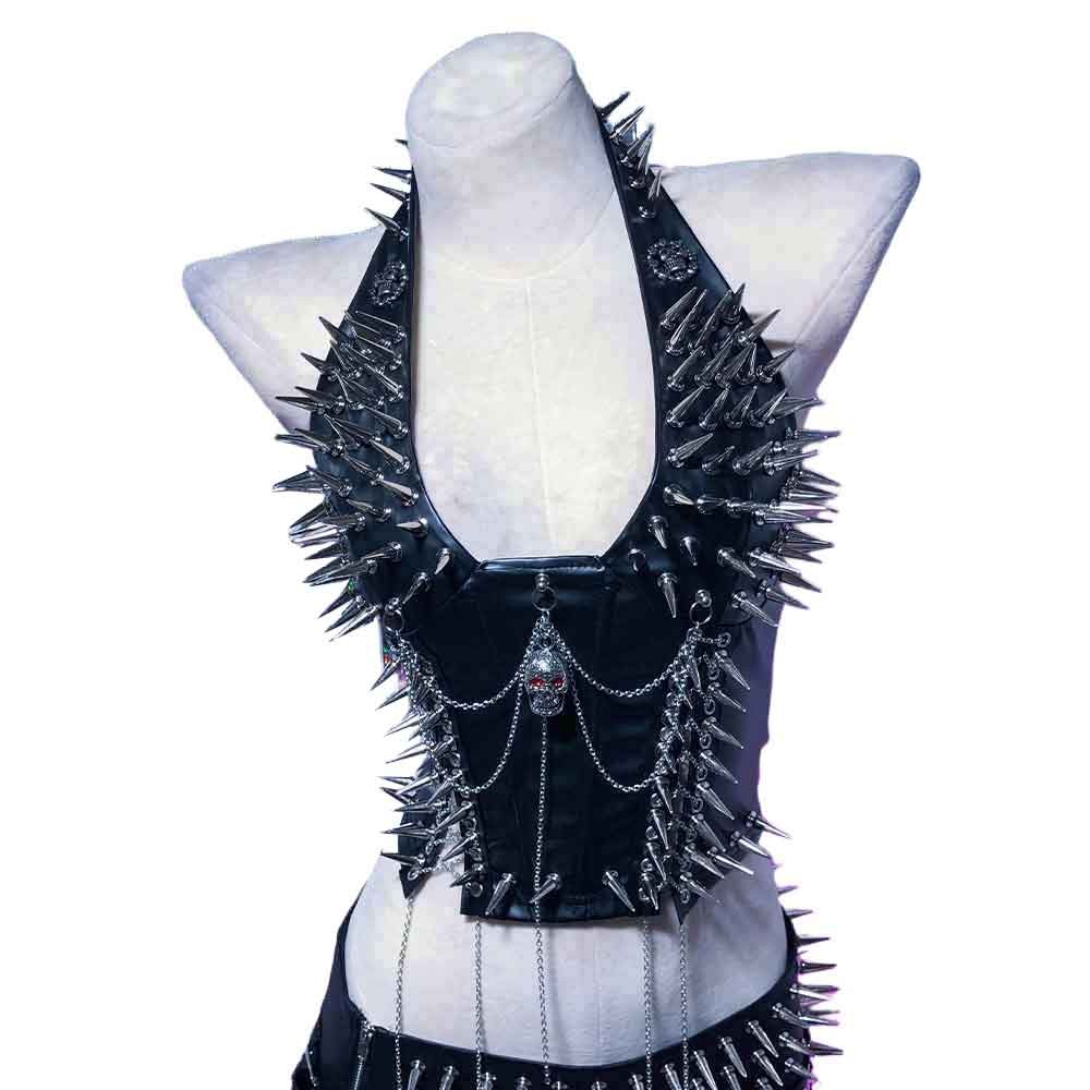 Goth Tops Spiked Gothic Tank Y2K Emo Clothing Punk Rock Clothes Vkei Grunge Q2
