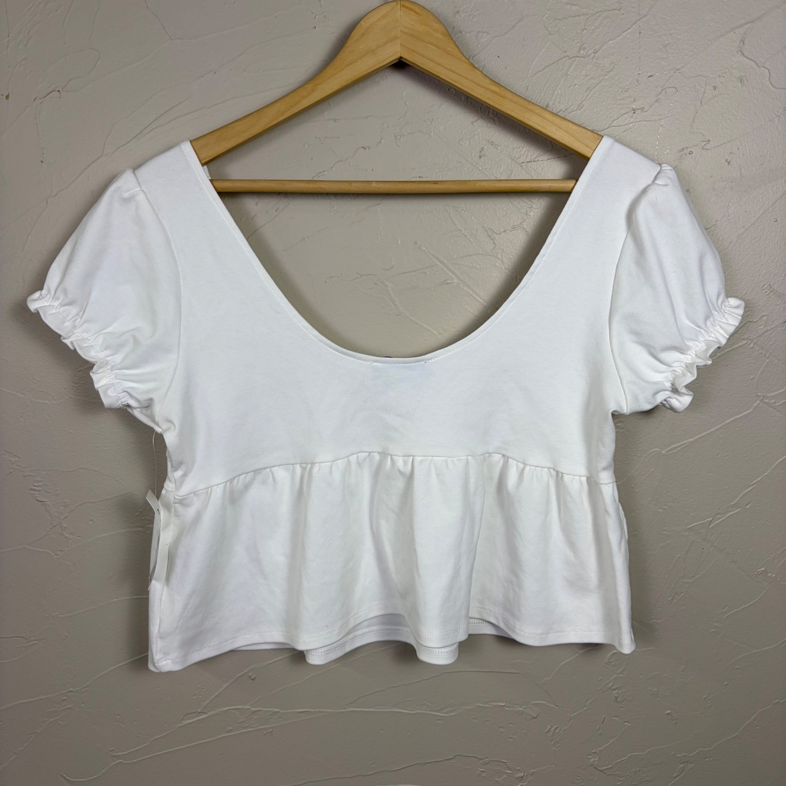 NWT PacSun Ruffle Crop Top Size M Babydoll Scoop Neck Feminine Coquette Girl