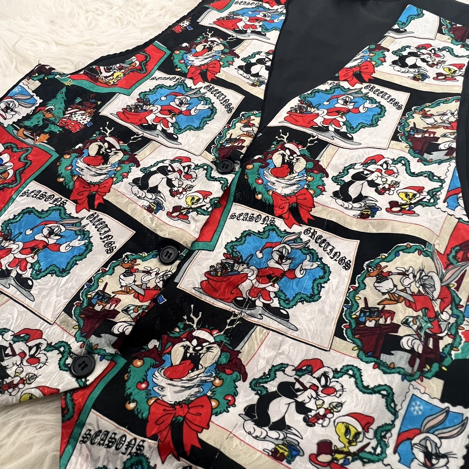Looney Tunes Vintage 1994 Vest Season’s Greetings Christmas Top Unisex One Size