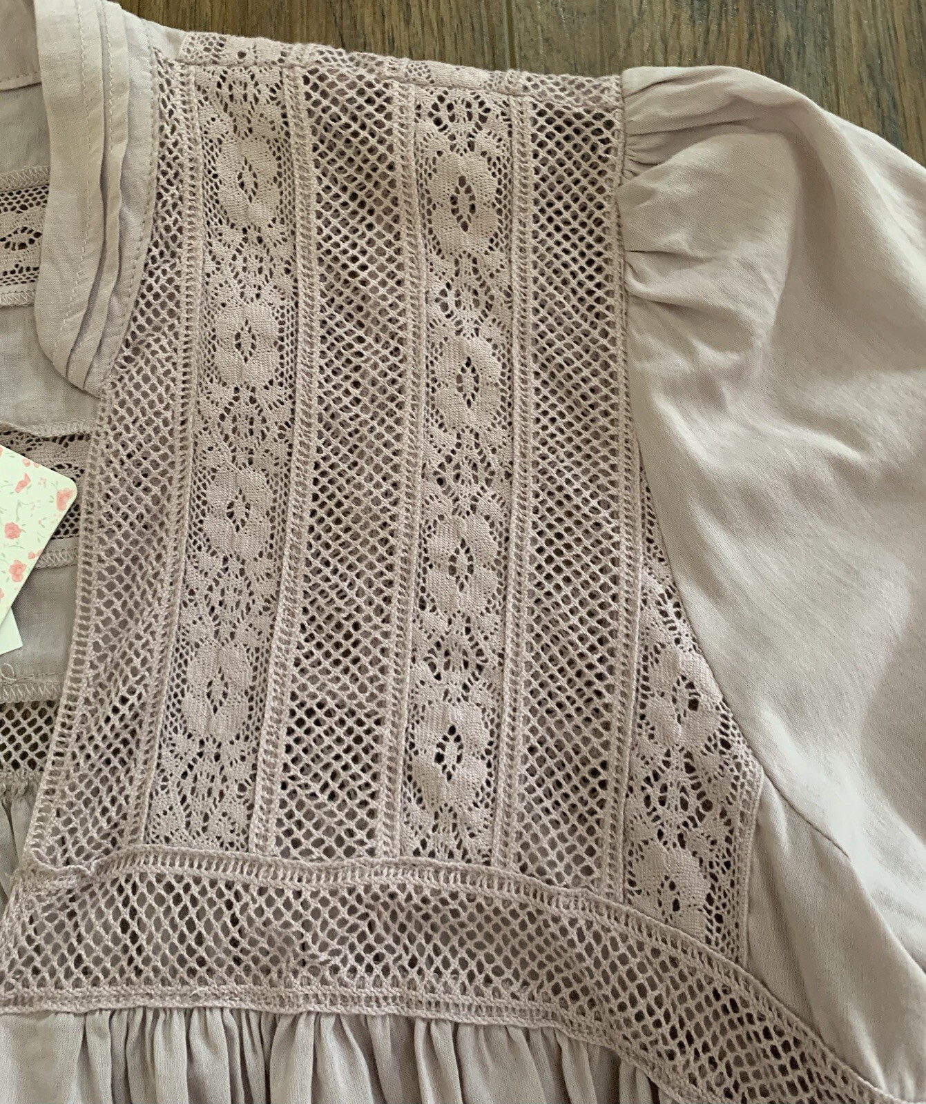 Free People Esme Button Up Top Boho Crochet Romantic Lavender Mauve NWT $128 XS
