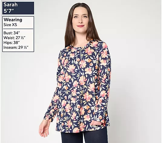 Denim & Co. Regular Printed Heavenly Jersey Swing Tunic NWT A715779