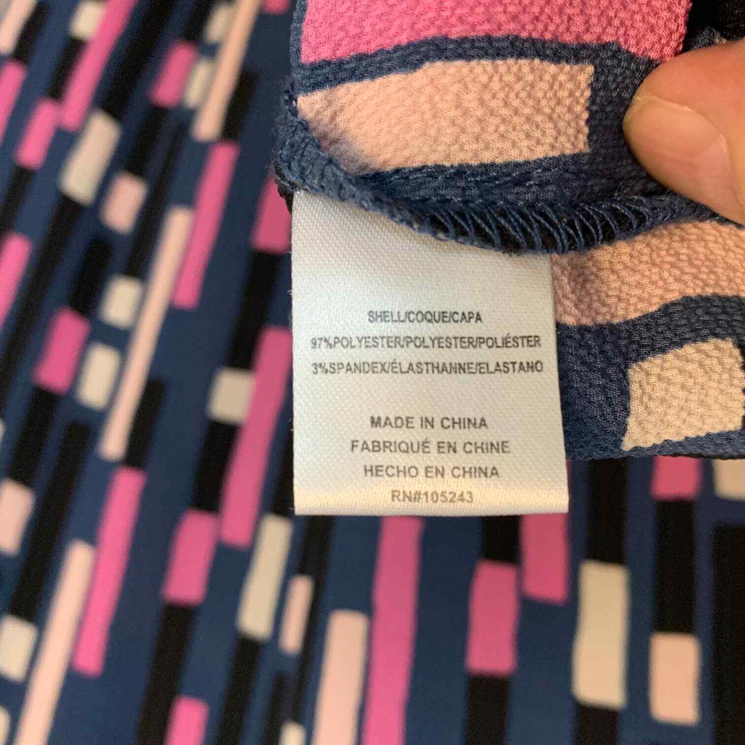 STUDIO B Pink/Blue/Black Blouse Rectangle Vertical Stripes Women’s Size XL