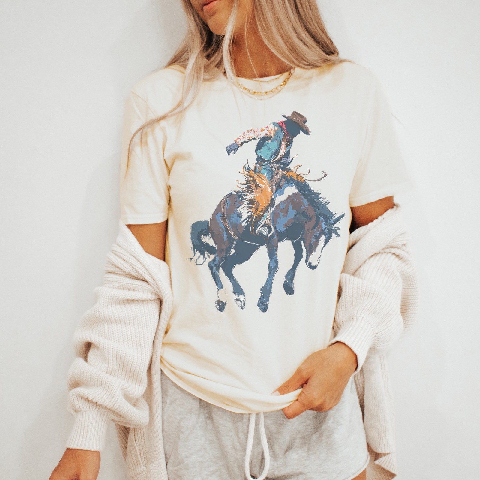 Dynamic Horse Rearing Explosion Graphic Tee Pop Art Style