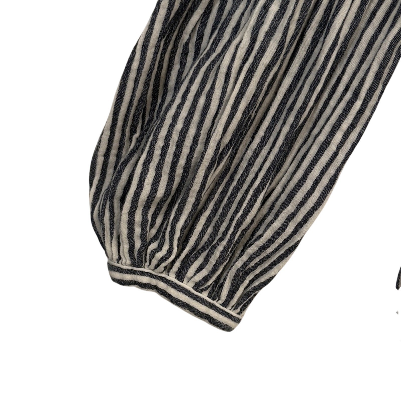 Universal Thread Striped Long Sleeve Button Down Top cotton shirt navy white XL