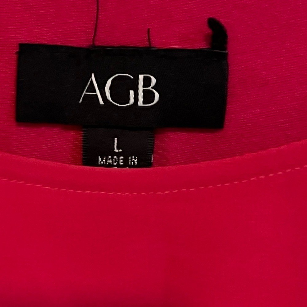 AGB Blouse Womens Large Pink Chiffon Layered Sheer Overlay Dressy Top Flowing