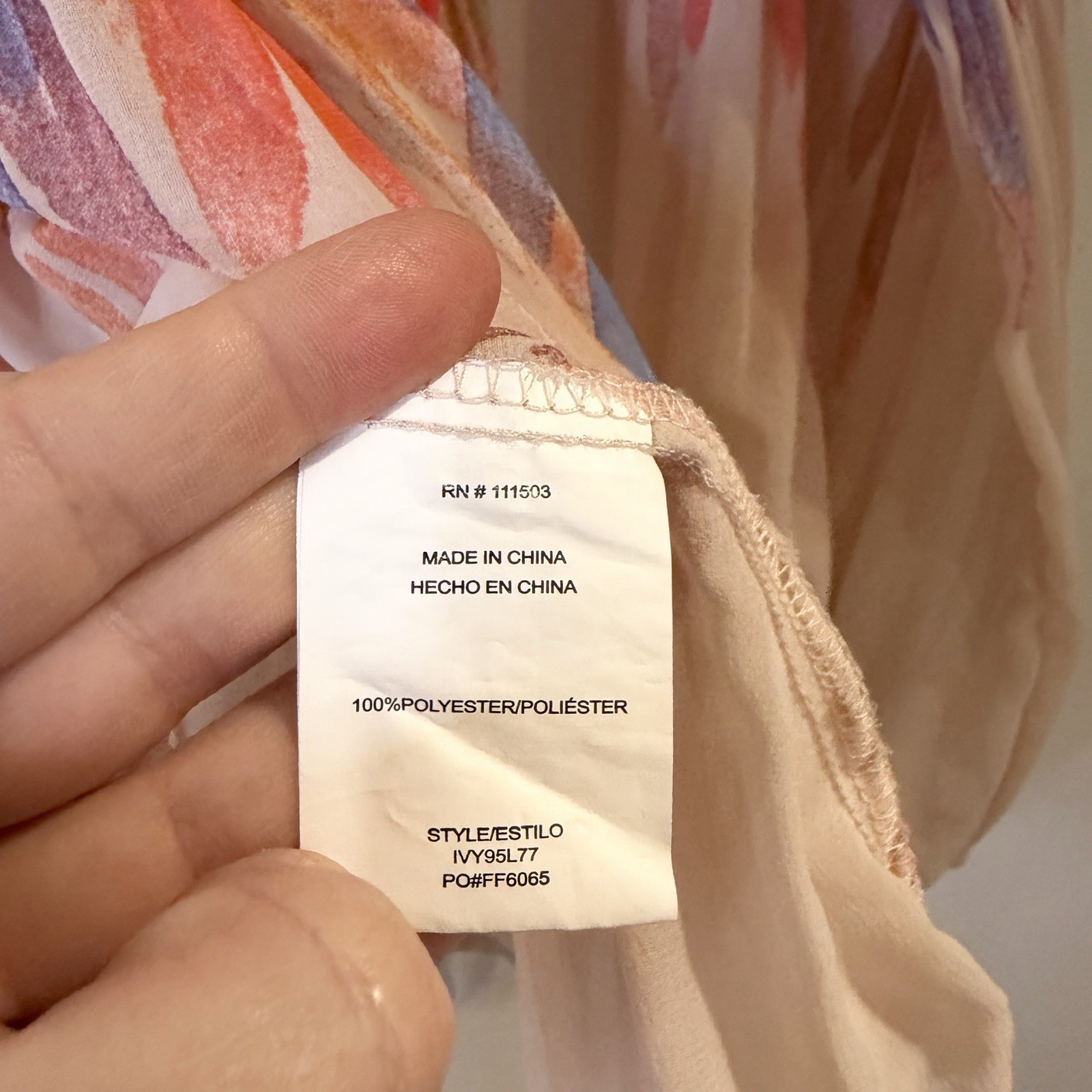 Figueroa & Flower Rainbow Blouse S Watercolor Abstract Boho Chiffon Office Tank