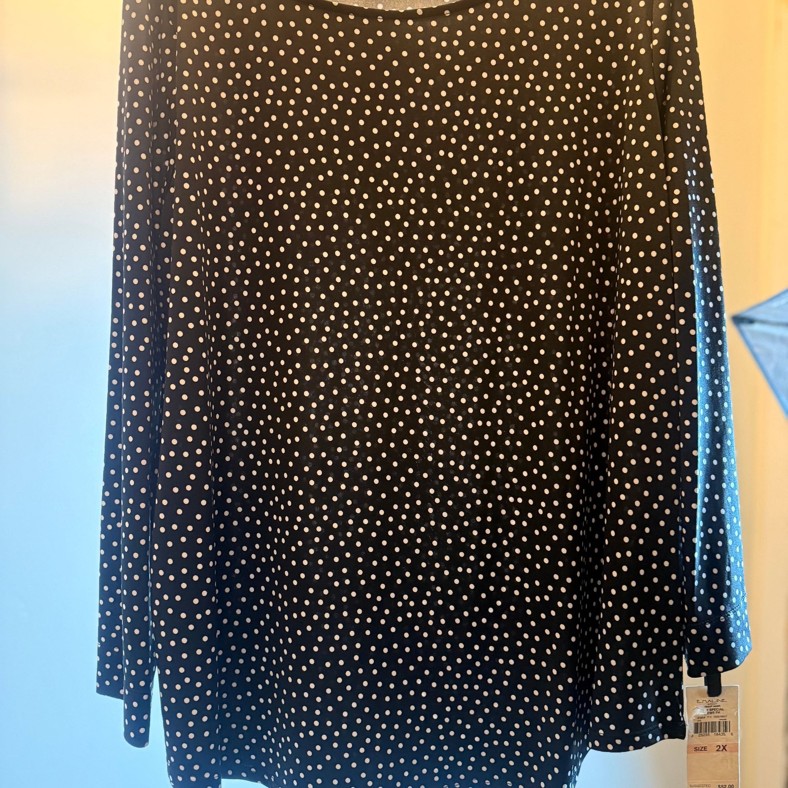NWT Woman Plus EMALINE TOP Size 1X Dots Long Sleeves