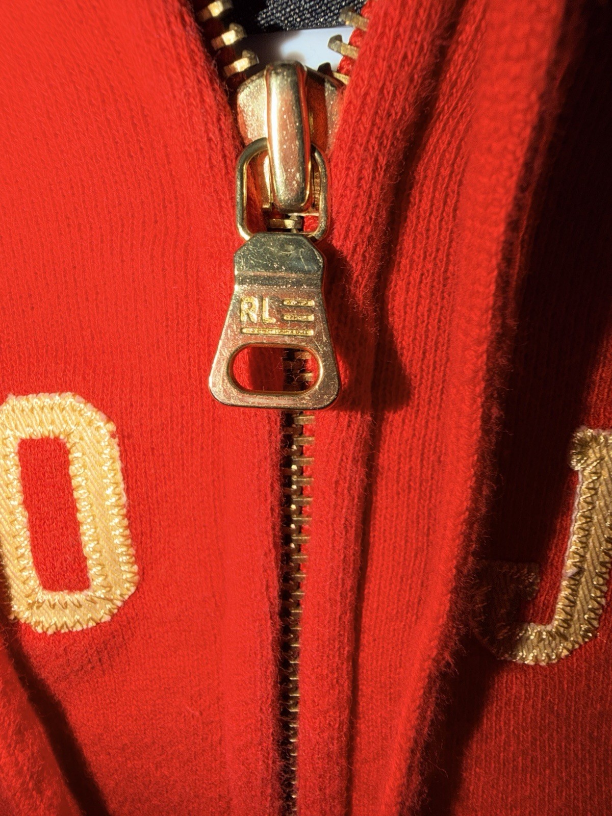 Polo Jeans Co. Ralph Lauren Red Full Zip Fleece Hoodie Logo Pockets Women’s L
