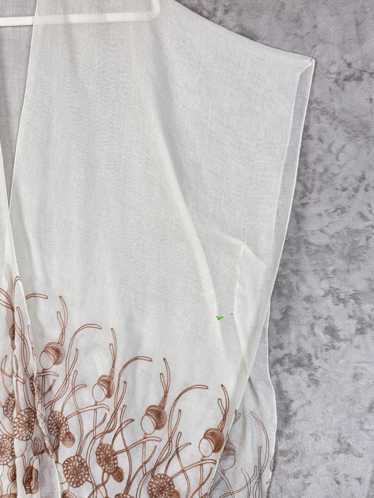 Boho Kimono One Size Cream Embroidered Flowers Lightweight Coverup