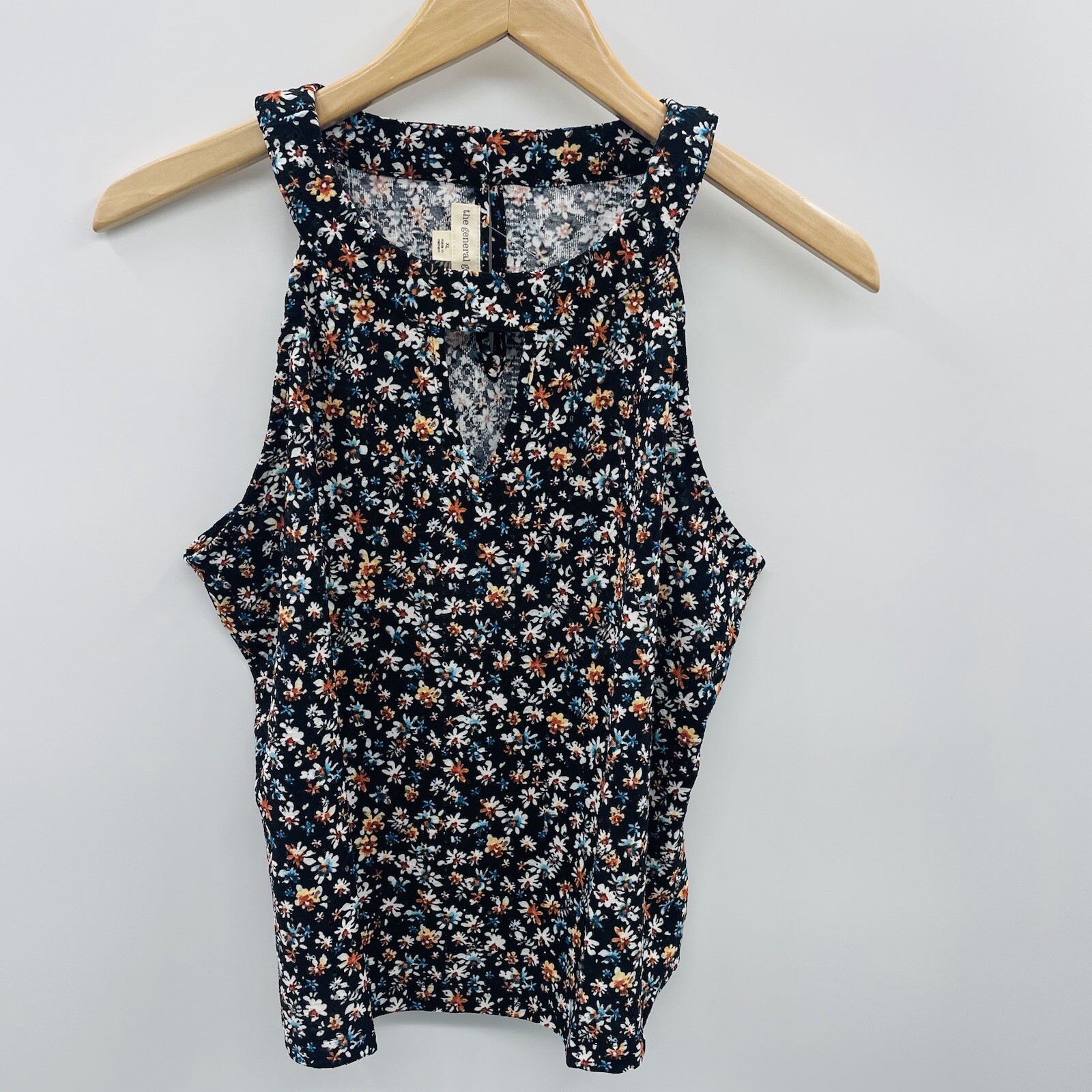 The General Good x Stitch Fix Womens XL Mesh Floral Halter Top in Black 1058